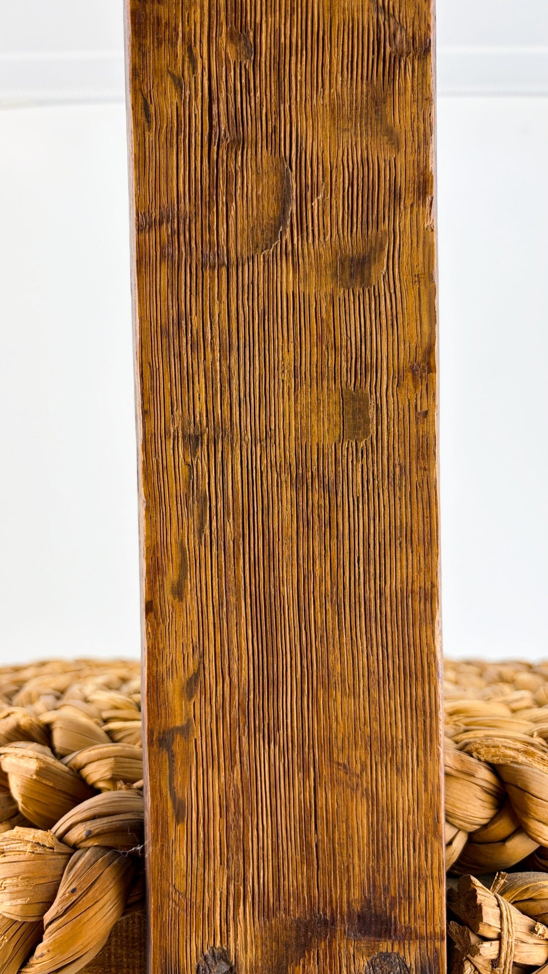 Three-legged stool with woven seat by Audoux &amp; Minet