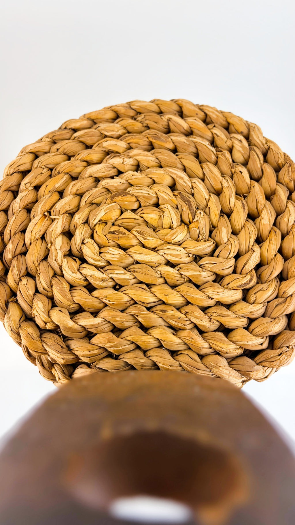 Three-legged stool with woven seat by Audoux &amp; Minet