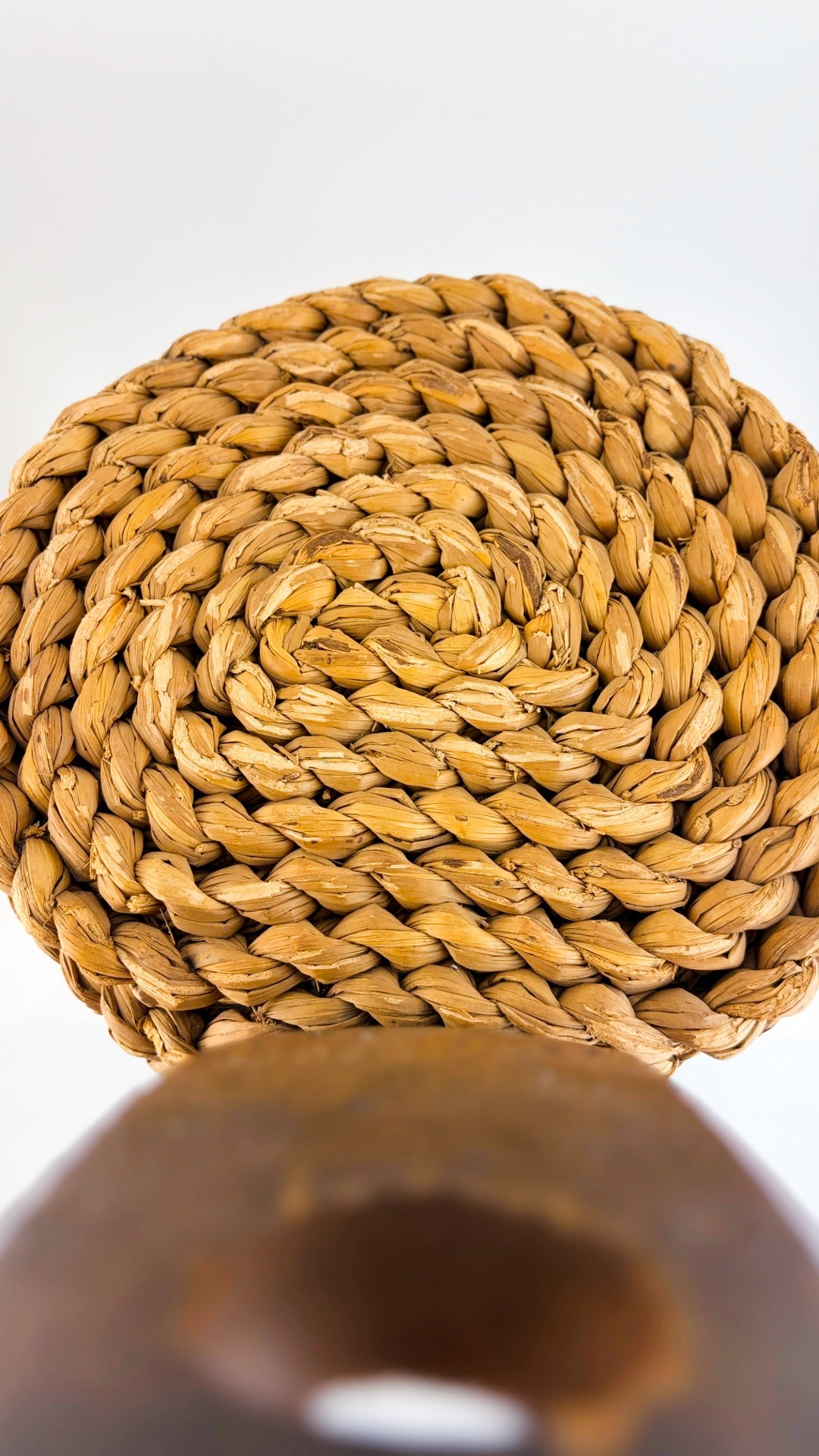 Three-legged stool with woven seat by Audoux &amp; Minet