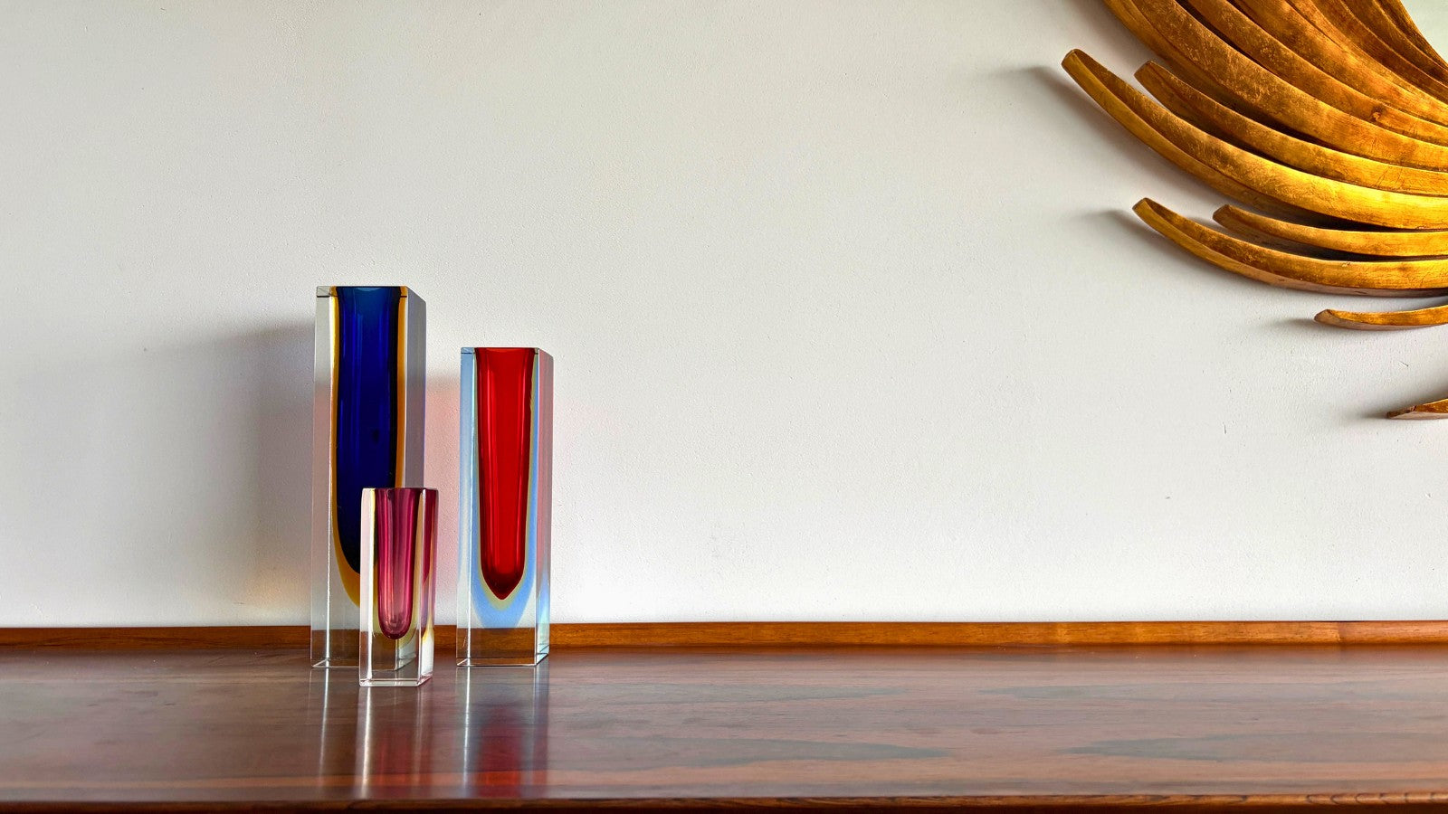 Flavio Poli Sommerso Vasen auf Sideboard