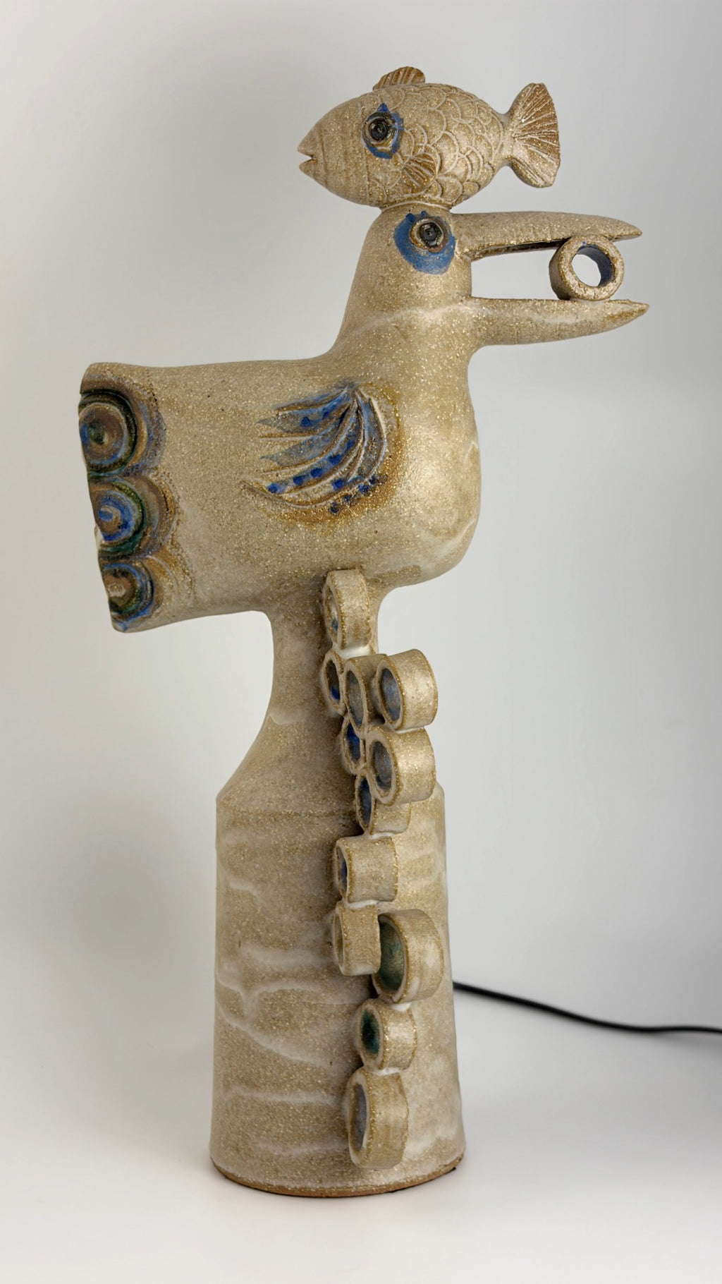 Keramiklampe Fischervogel von Pierre Koppe